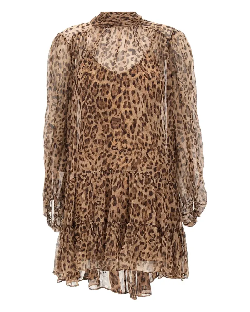 RIXO Anaya animal-print scarf mini dress - Braun Braun