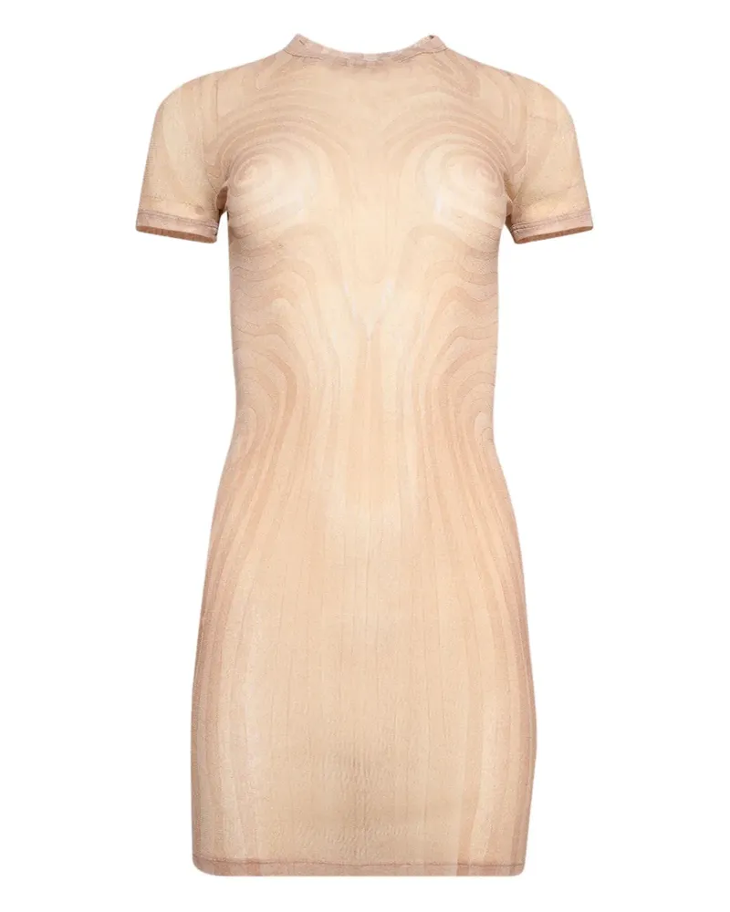 Jean Paul Gaultier Mesh-Minikleid mit Spiral-Print - Nude Nude