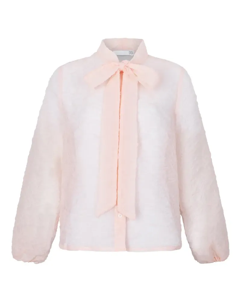 DOUUOD bow-detail floral-jacquard shirt - Nude Nude