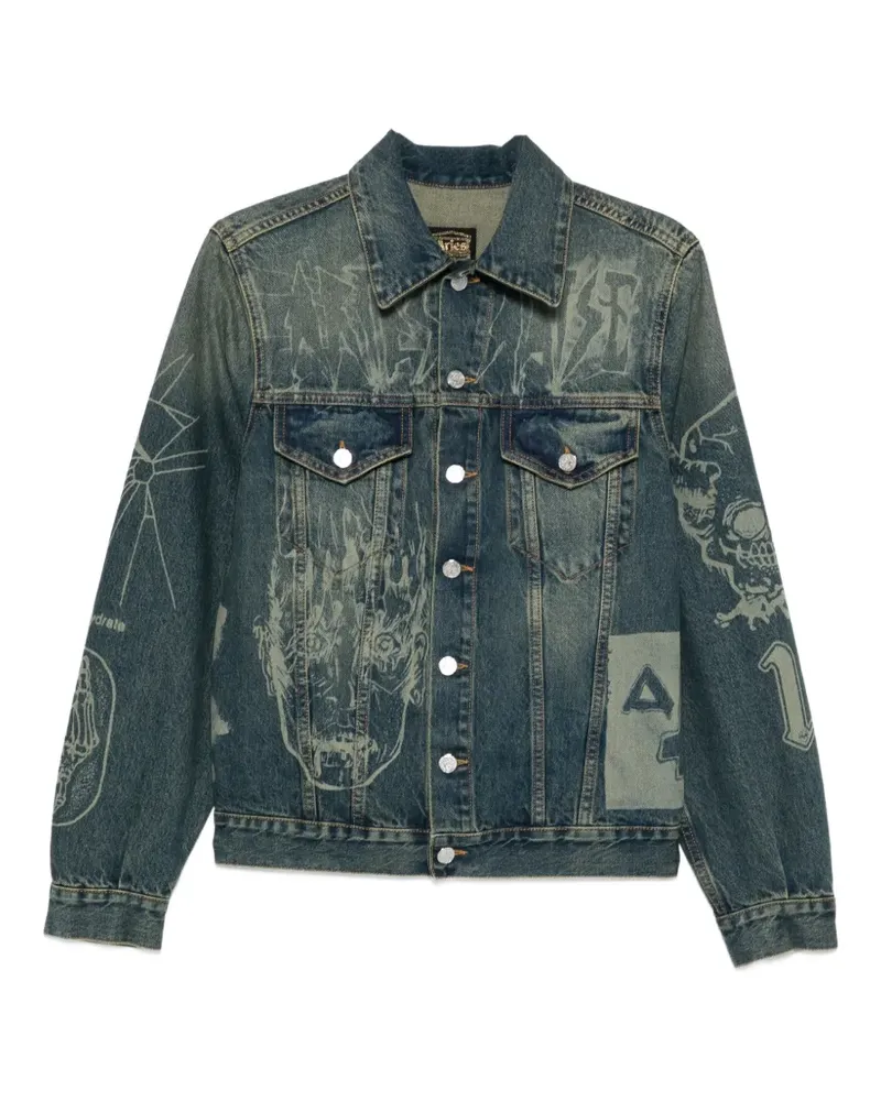 Aries Jeansjacke mit grafischem Print - Blau Blau