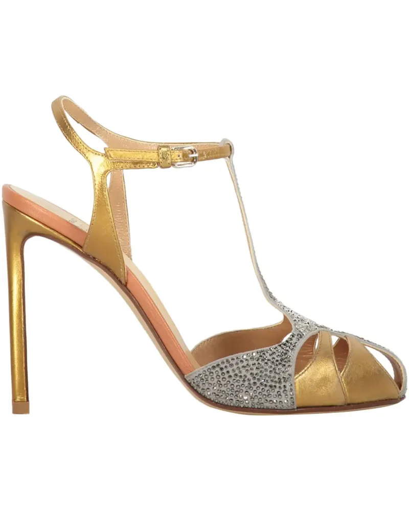 Francesco Russo Pumps mit Kristallen 105mm - Gold Gold