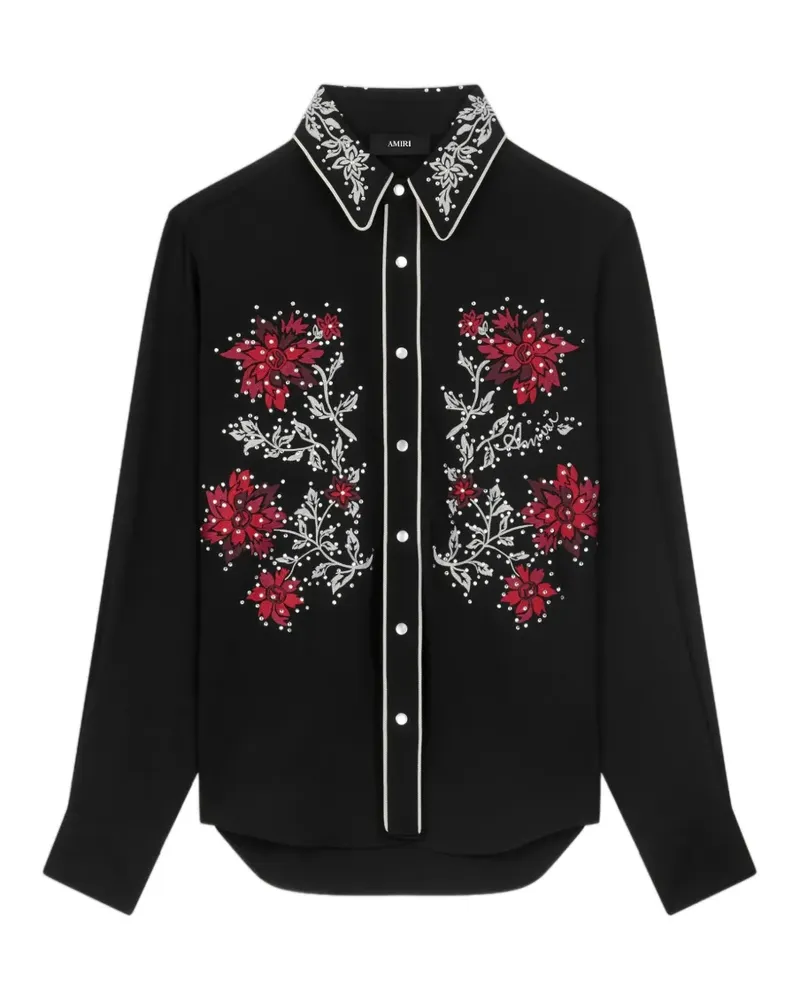 Amiri Westernhemd mit Blumenstickerei - Schwarz Schwarz