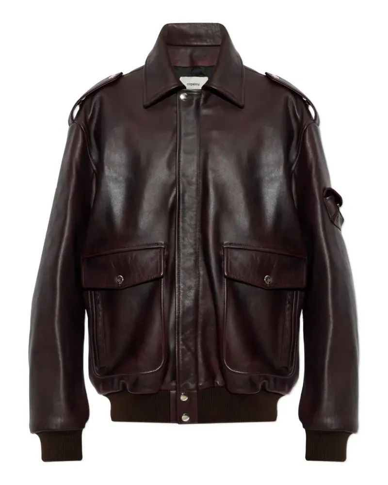 COPERNI leather epaulette-detail jacket - Braun Braun