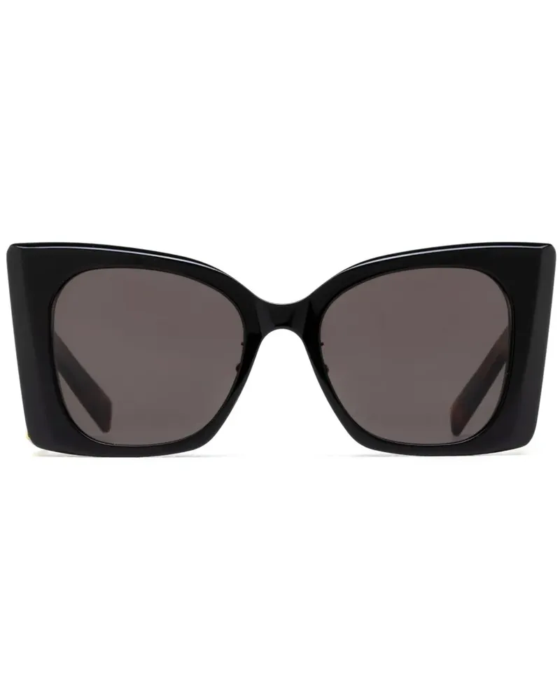Saint Laurent Sonnenbrille mit geometrischem Gestell - Schwarz Schwarz
