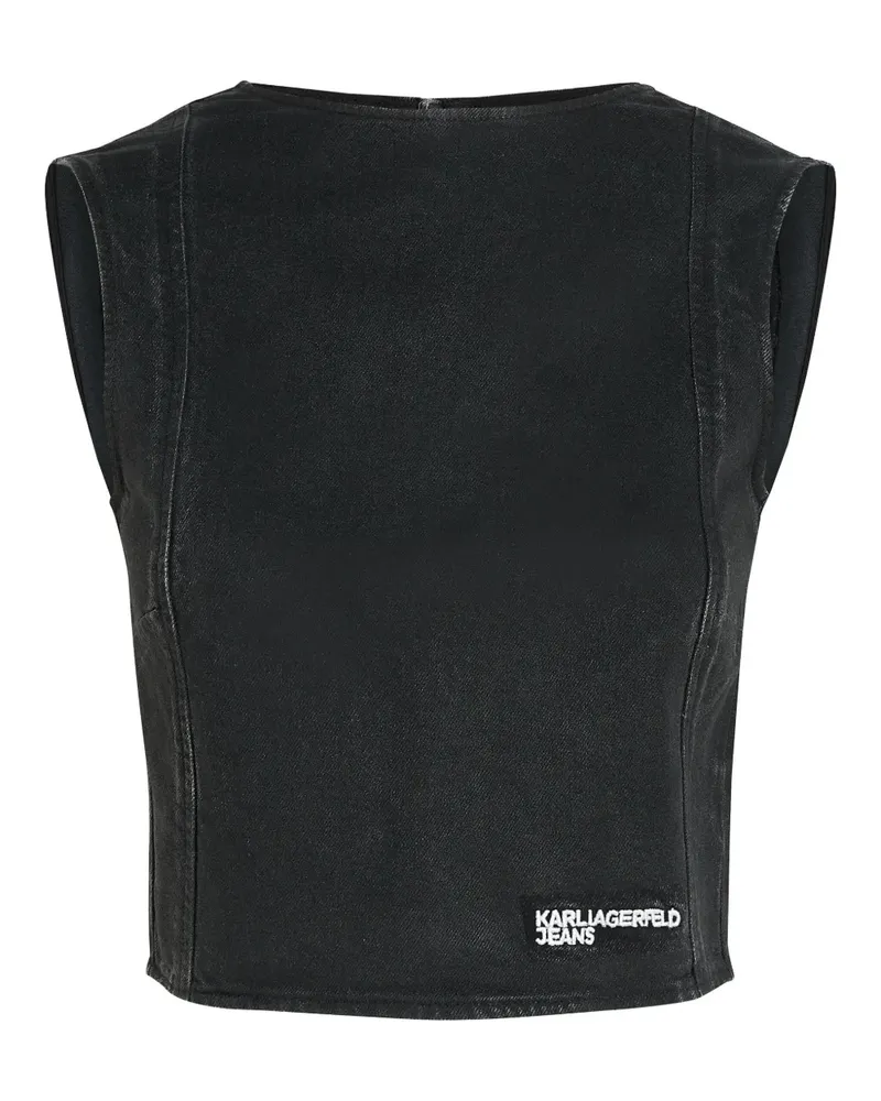 Karl Lagerfeld Beschichtete Jeansbluse - Schwarz Schwarz