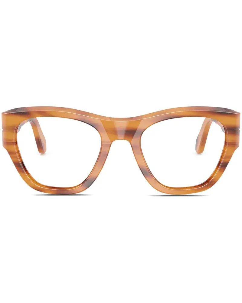 Persol Eckige Brille mit Streifen - Braun Braun