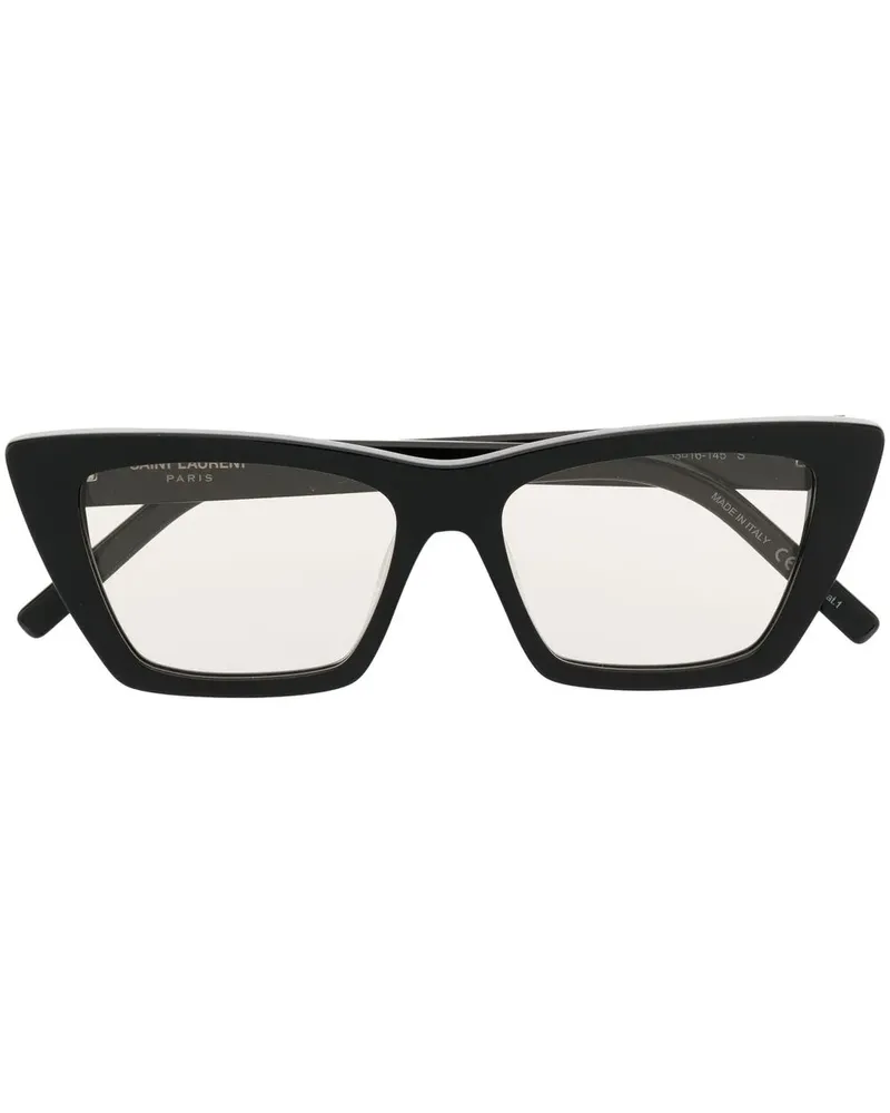 Saint Laurent Cat-Eye-Brille mit Logo - Schwarz Schwarz