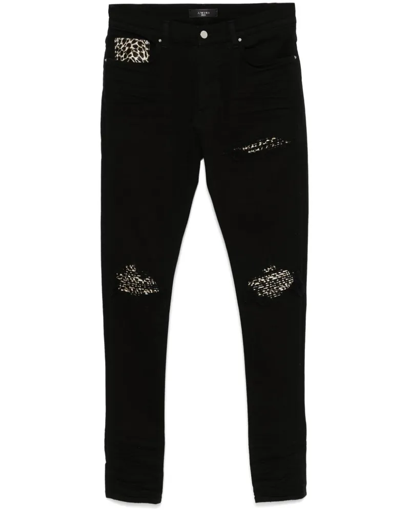 Amiri Jeans mit Leoparden-Detail - Schwarz Schwarz