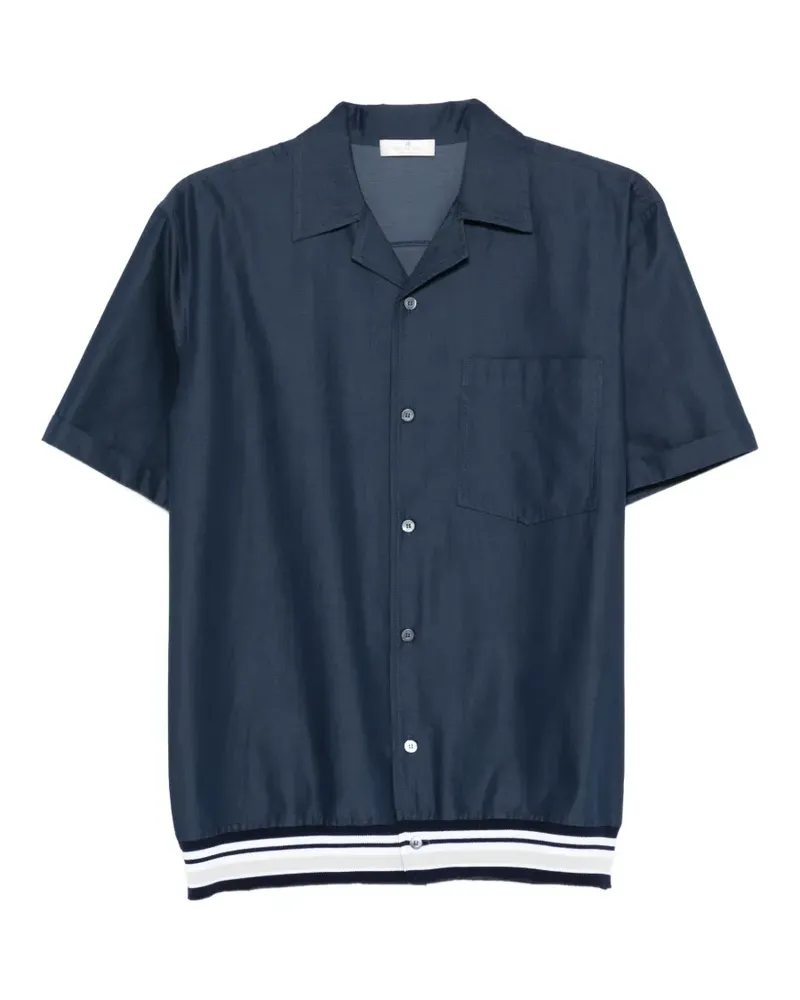 PANICALE Cashmere camp-collar ribbed shirt - Blau Blau