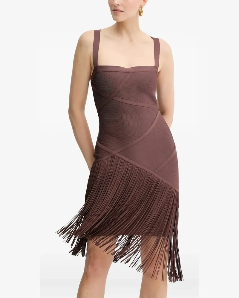 Hervé Léger fringed strap ~mini dress - Braun Braun