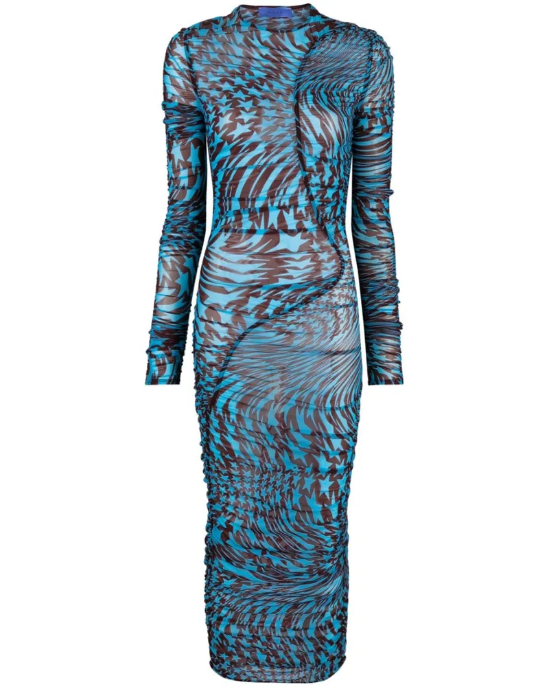 Thierry Mugler Kleid aus Mesh mit Sternen Blau