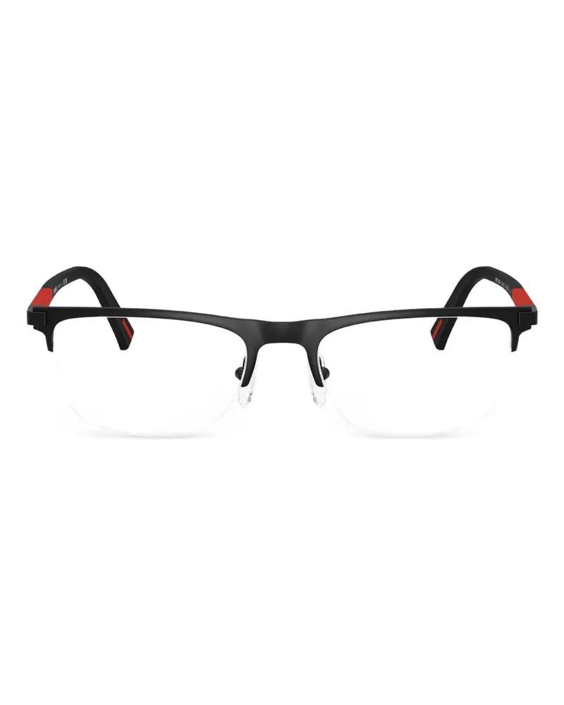 Prada Eckige Halbrandbrille - Schwarz Schwarz