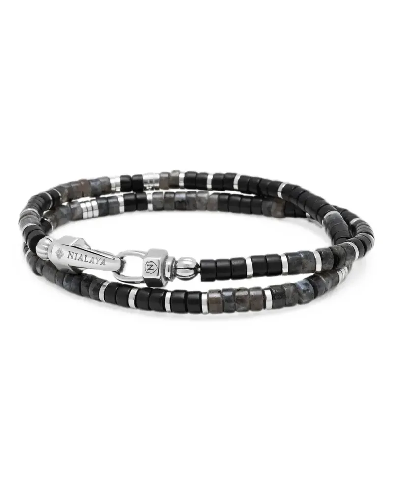 Nialaya Gewickeltes Armband mit Perlen - Silber Silber