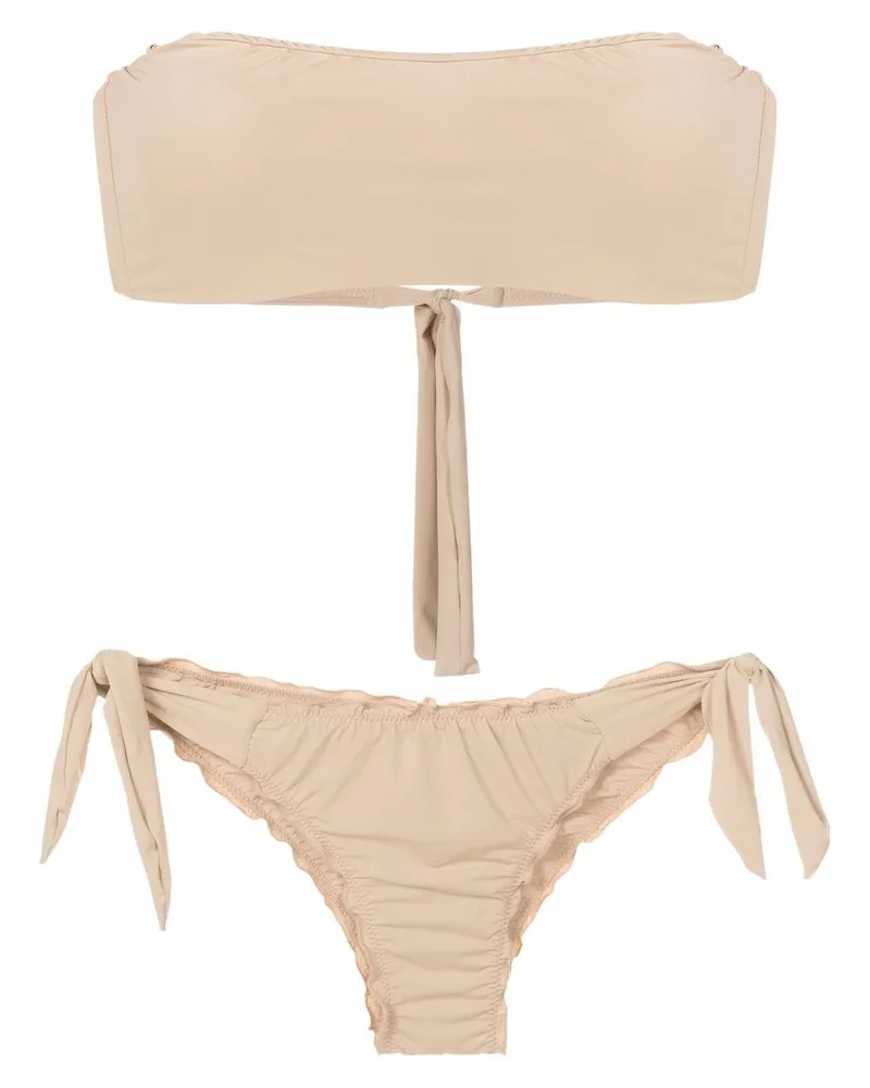 Amir Slama Geraffter Bandeau-Bikini - Nude Nude