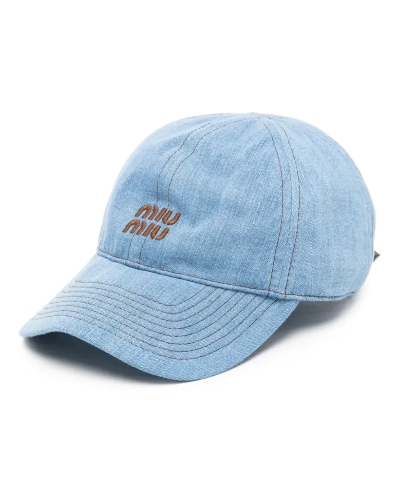 Miu Miu logo-embroidered denim baseball cap - Blau Blau