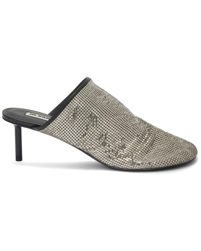 Jil Sander Mules aus Mesh mit Pailletten - Grau Grau