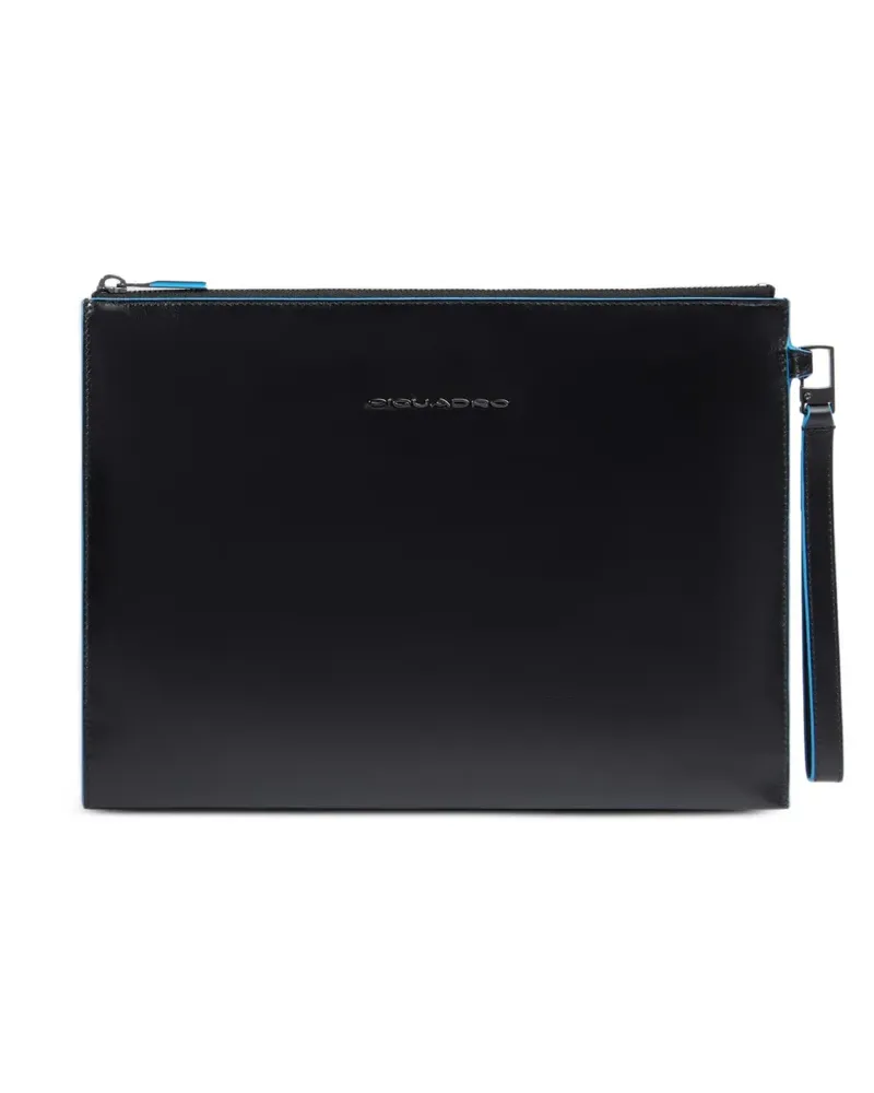 Piquadro ipad compartment leather clutch bag - Schwarz Schwarz