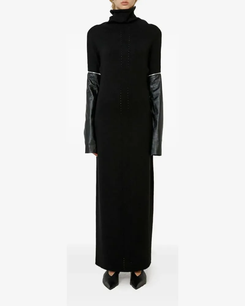 MEIMEIJ panel-detail turtleneck maxi dress - Schwarz Schwarz