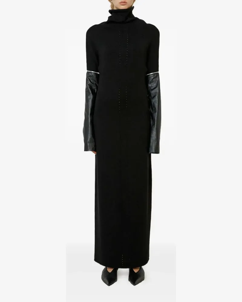 MEIMEIJ Rollkragen-Maxikleid mit Einsatz - Schwarz Schwarz
