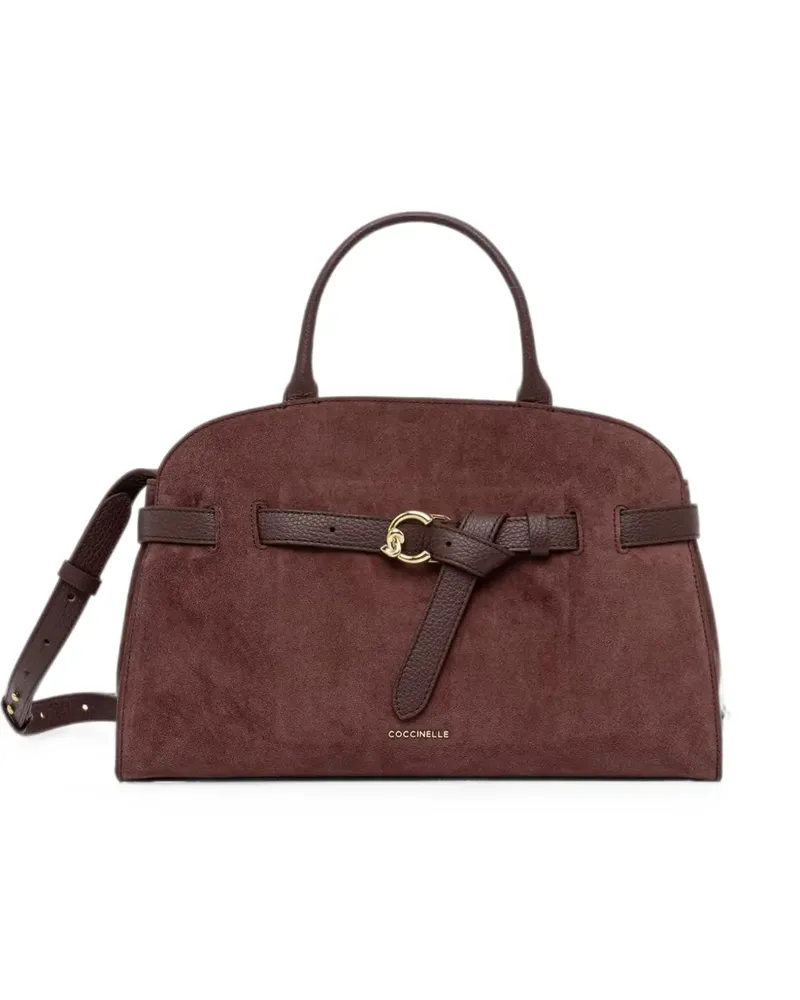 Coccinelle medium  Sabine buckle-detail suede tote bag - Braun Braun