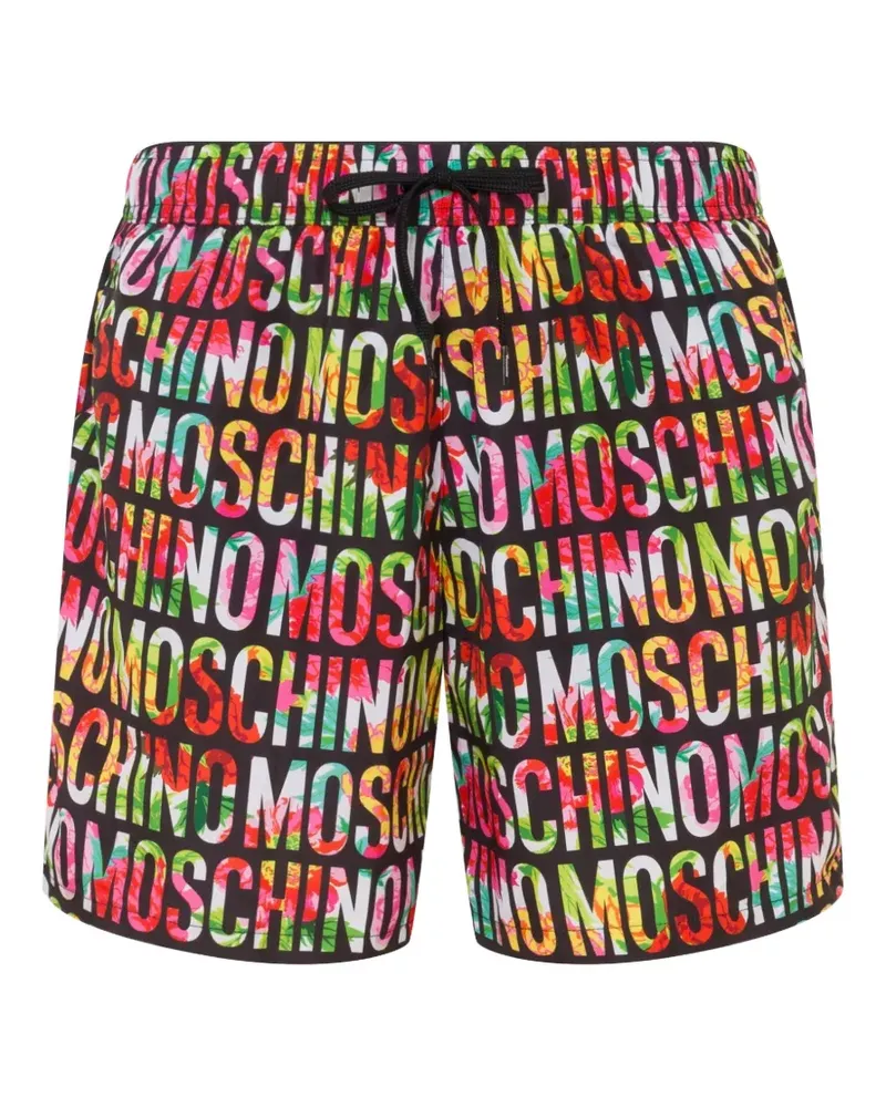 Moschino Badehose aus Nylon mit Print - Schwarz Schwarz