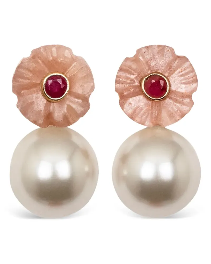 Jennifer Behr Libby Ohrringe mit Blumendetail - Rosa Rosa