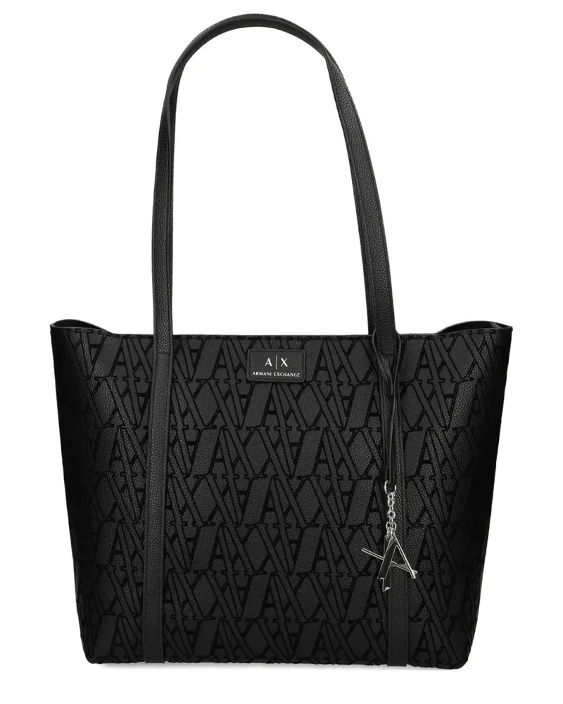 Armani Exchange Shopper mit Monogrammmuster - Schwarz Schwarz