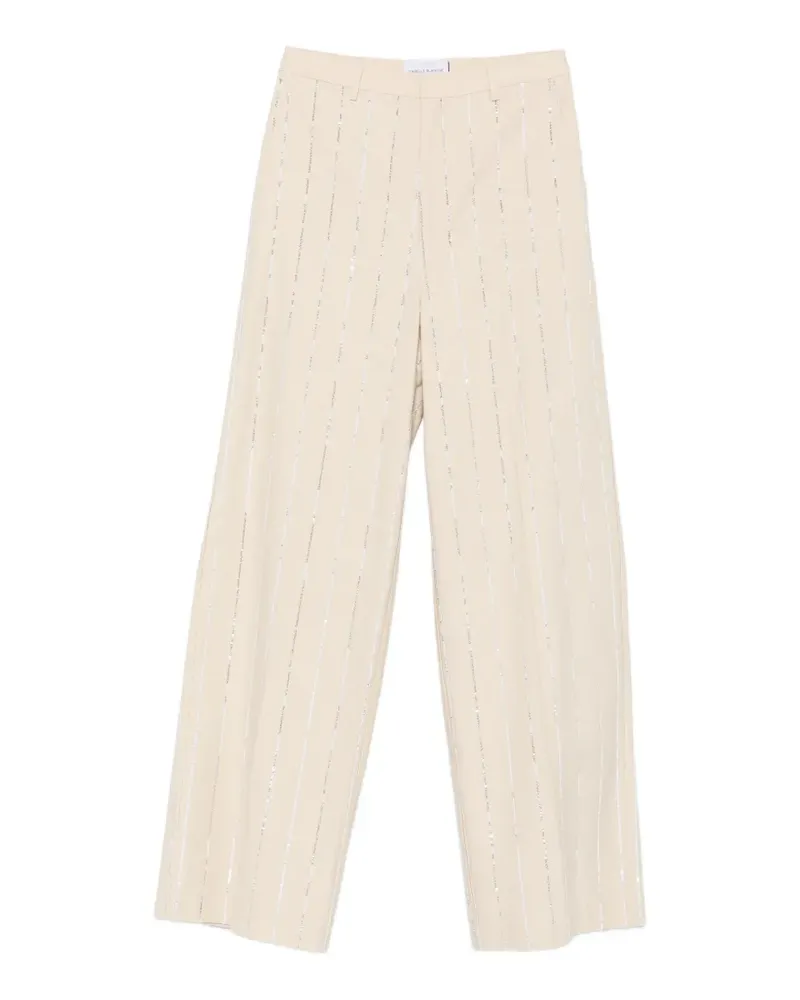 Isabelle Blanche sequin-embellished pinstripe trousers - Nude Nude