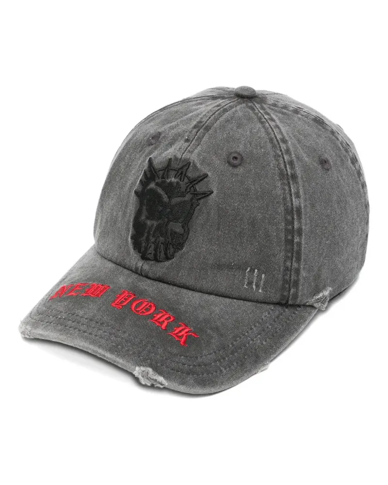 ksubi distressed embroidered baseball cap - Grau Grau