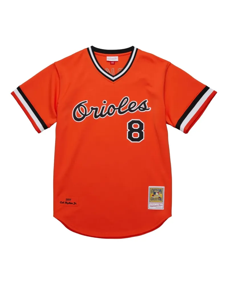 Mitchell & Ness T-Shirt mit Streifenbesatz - Orange Orange