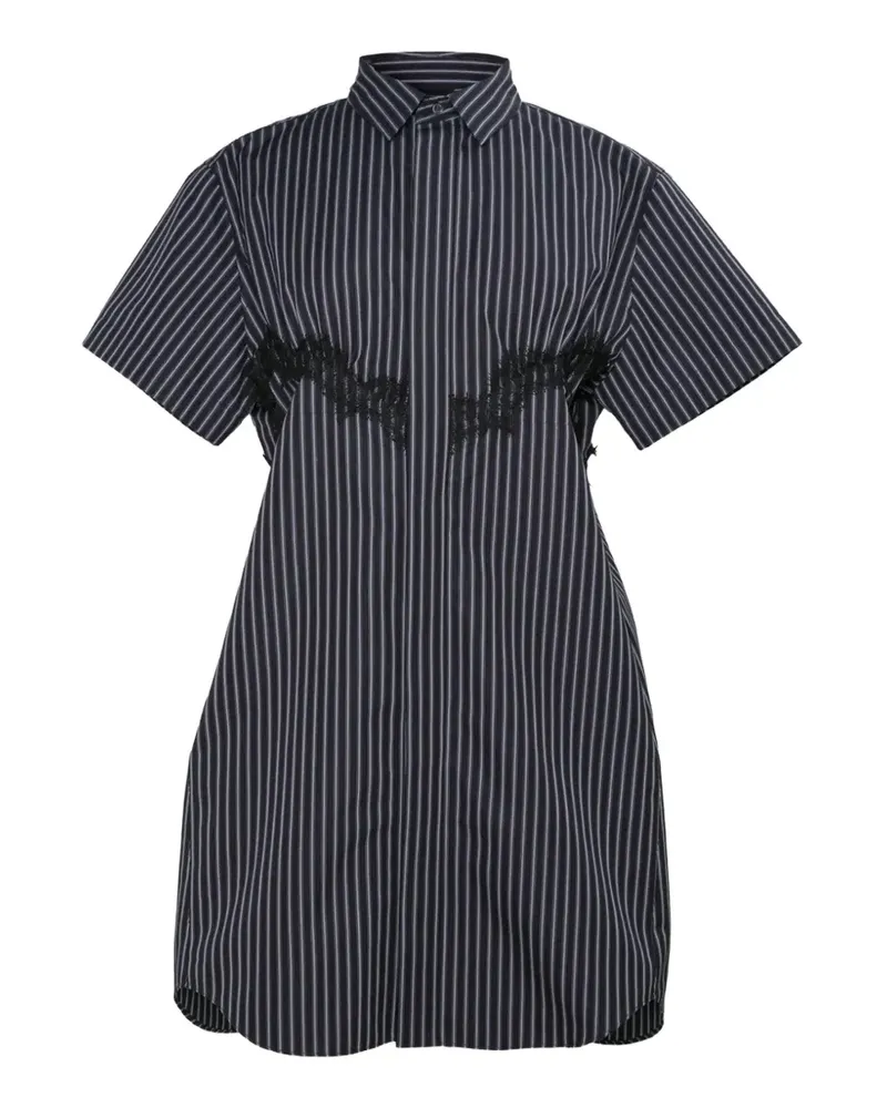 Sacai lace-detail striped midi dress - Blau Blau