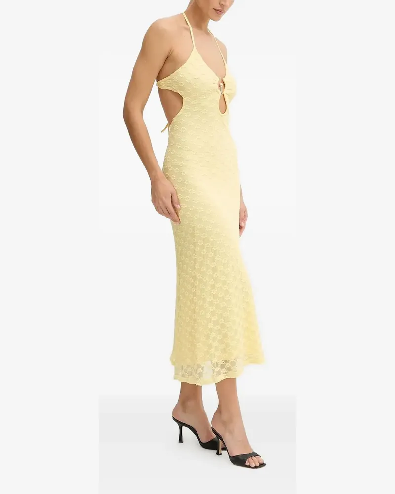 Bardot Rosala Neckholder-Kleid aus Blumenspitze - Gelb Gelb