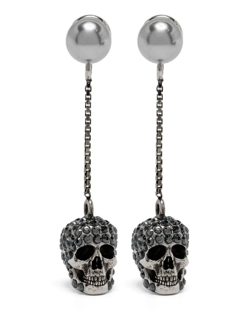 Alexander McQueen Pave Skull Hängeohrringe - Silber Silber