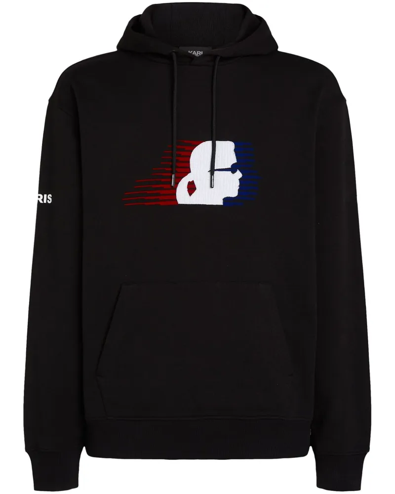 Karl Lagerfeld Paris Hoodie mit geflocktem Logo Schwarz