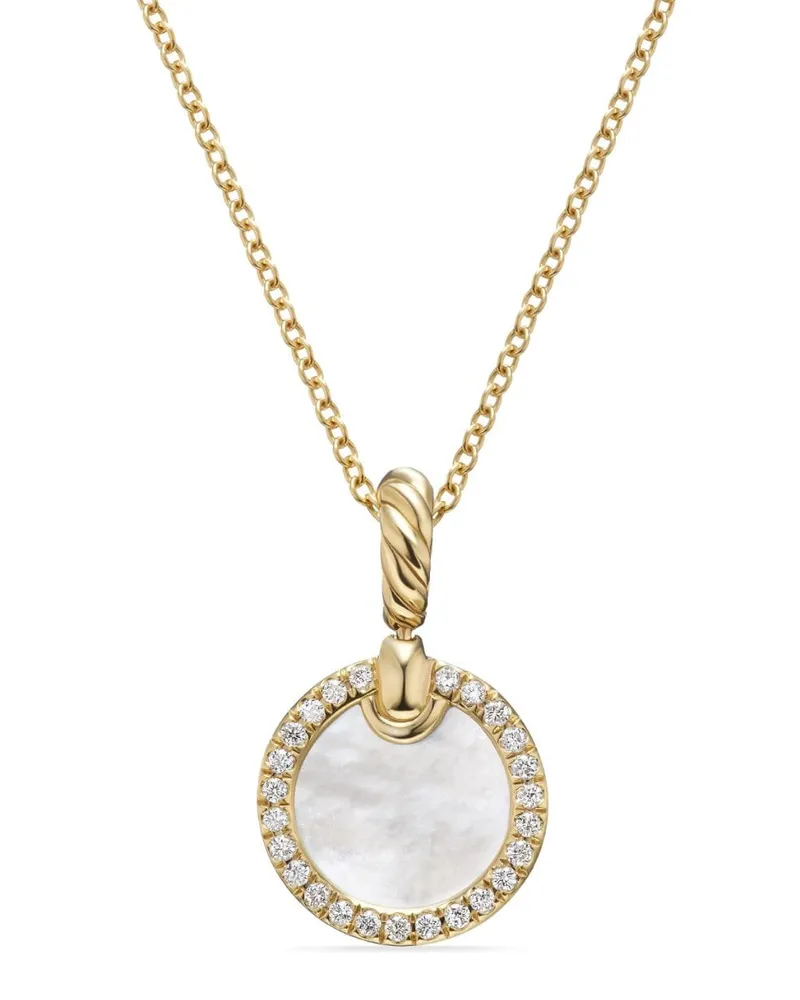 David Yurman 18kt Petite DY Elements Gelbgoldhalskette mit Diamant 17,8mm Gold