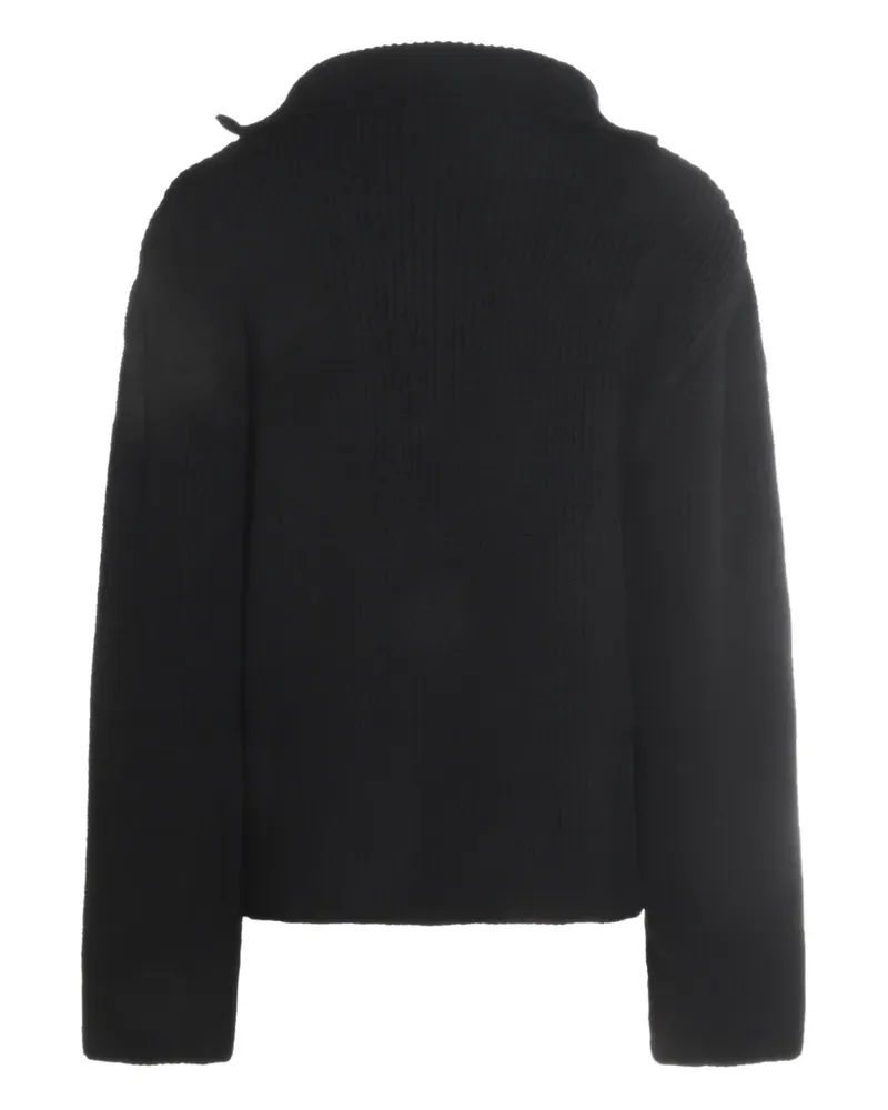 Courrèges Gerippter Pullover mit Reißverschluss - Schwarz Schwarz