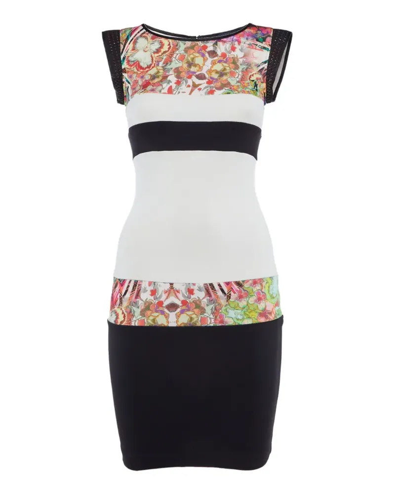 Roberto Cavalli floral-print mesh-panel dress - Weiß Weiß