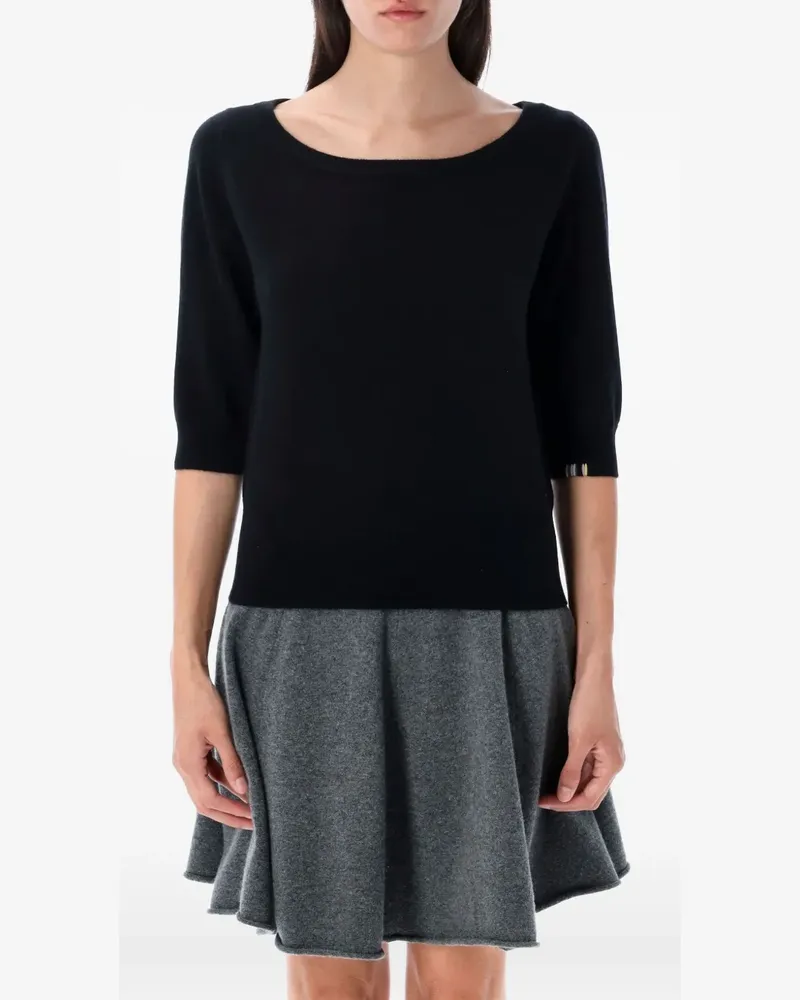 extreme cashmere Kaschmirpullover mit halblangen Ärmeln - Schwarz Schwarz