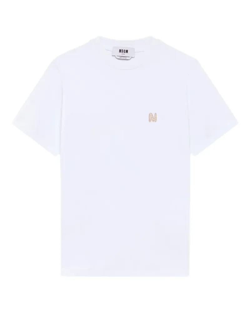 MSGM T-Shirt mit Logo-Stickerei - Weiß Weiß