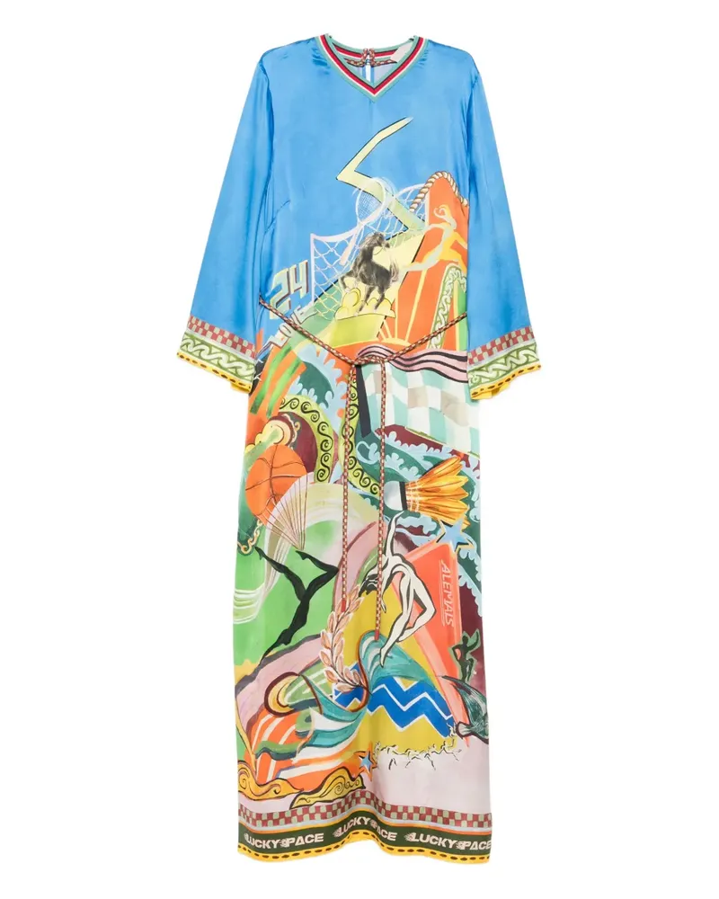 ALEMAIS v-neck printed maxi dress - Blau Blau