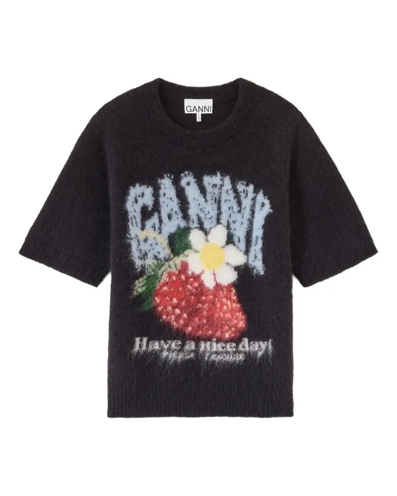 Ganni Kurzärmeliger Pullover - Schwarz Schwarz