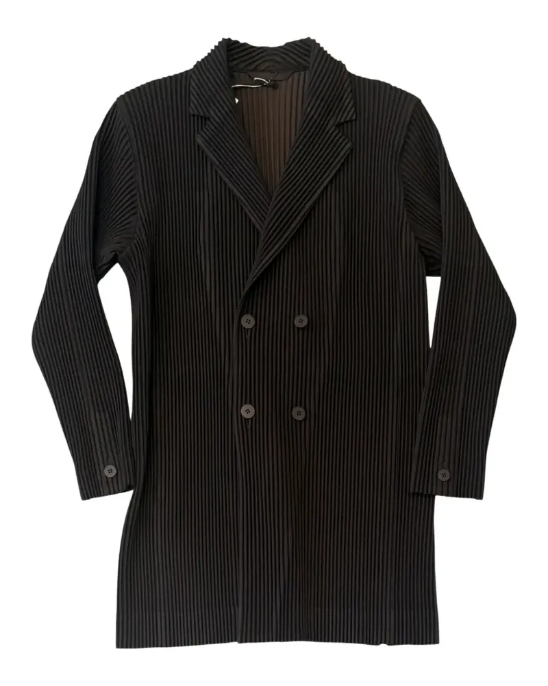Issey Miyake Doppelreihige Kersey Pleats Jacke - Braun Braun