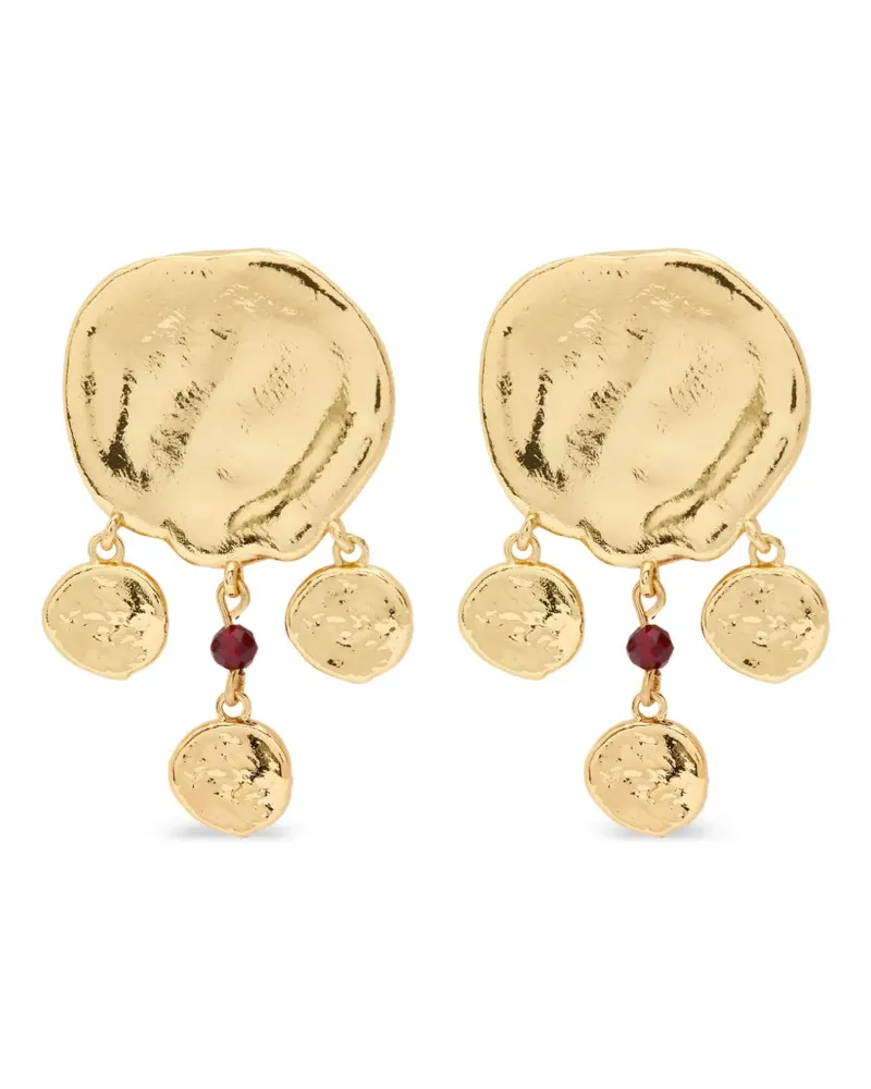 Anni Lu hammered disc drop earrings - Gold Gold