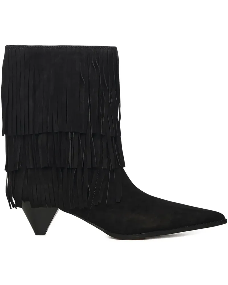 Michael Kors Flache Stiefel mit Fransen - Schwarz Schwarz