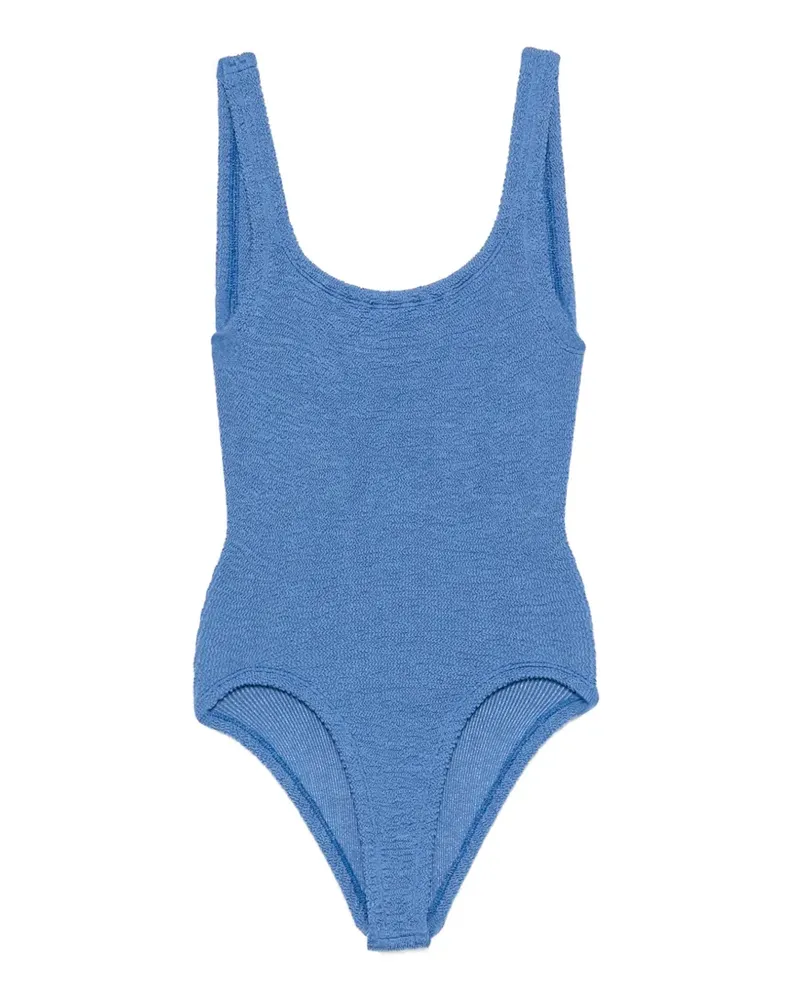 Hunza G crinkle-effect square-neck swimsuit - Blau Blau