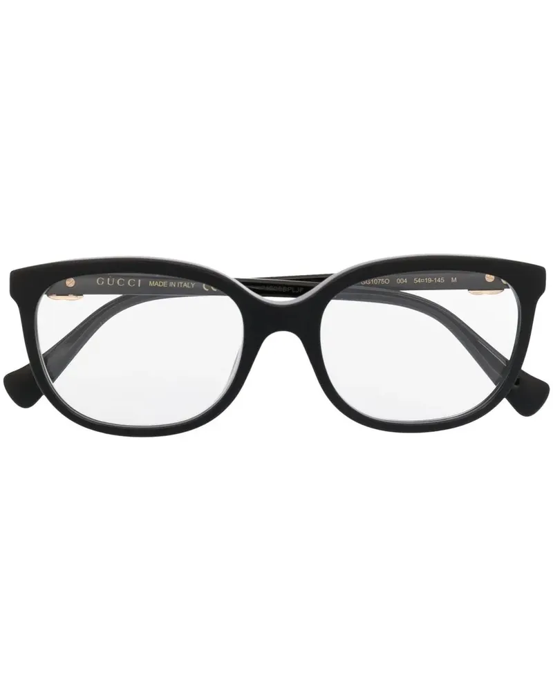 Gucci Eckige Brille mit Logo - Schwarz Schwarz