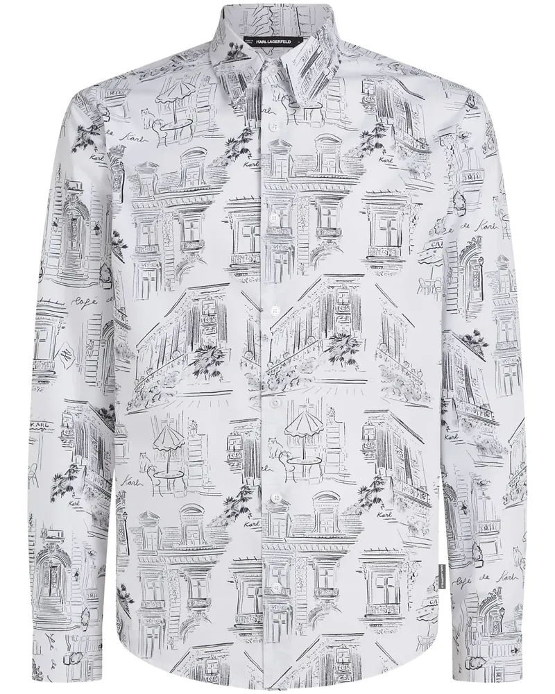 Karl Lagerfeld x Jorge Parra Hemd mit durchgehendem Print - Weiß Weiß