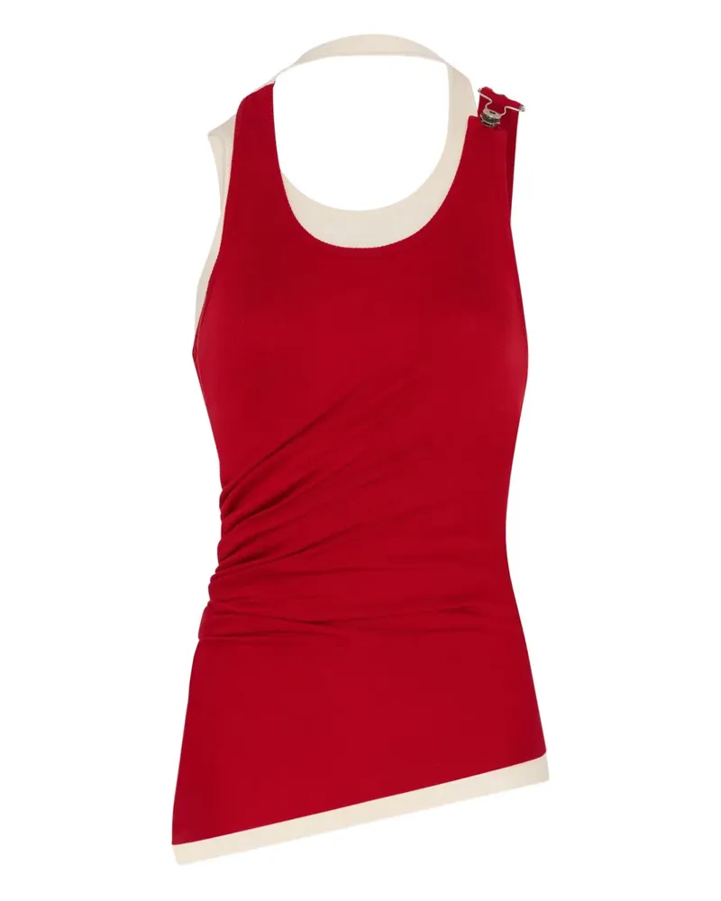 Jean Paul Gaultier Geripptes Tanktop im Layering-Look - Rot Rot