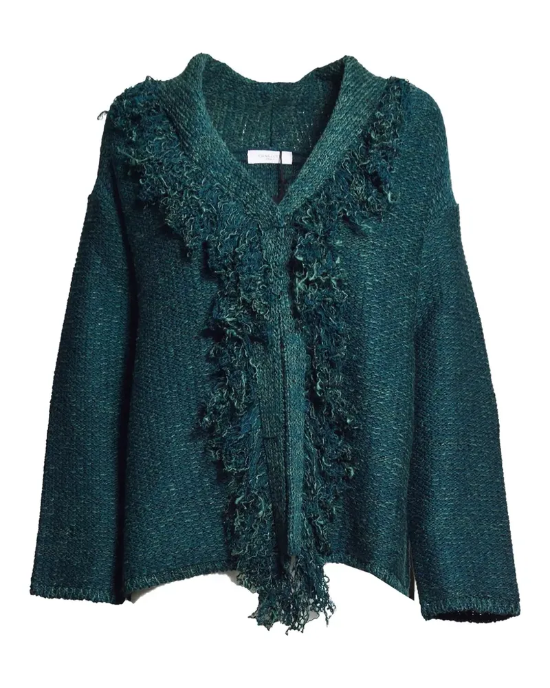 Charlott Tropical Cardigan mit Schalkragen - Grün Grün