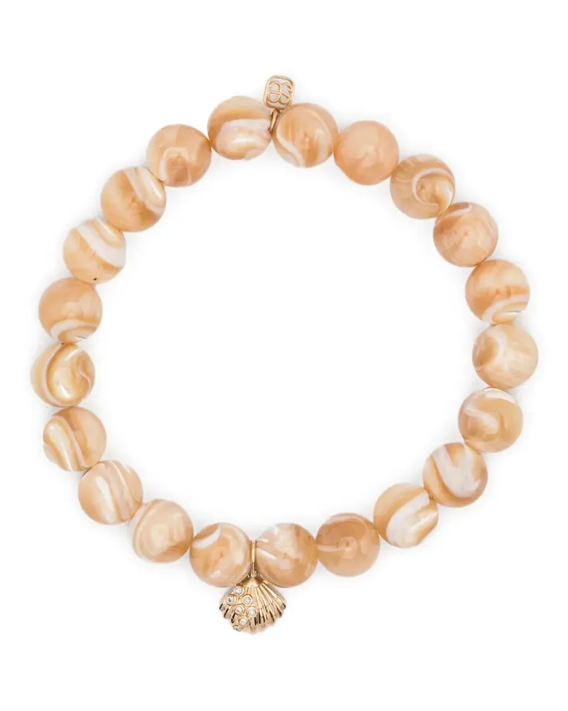 Sydney Evan 14kt Stone Shell Gelbgoldarmband - Nude Nude